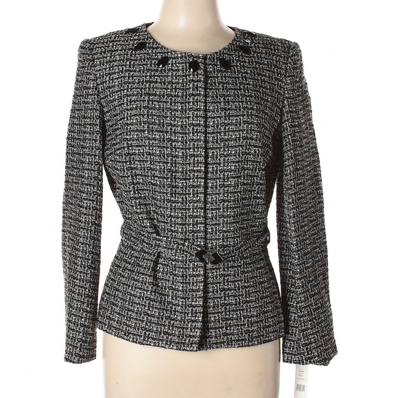 NWT! John Meyer Collection by Jacques Monier Retro Black & White Jacket Size 10 - Picture 1 of 5
